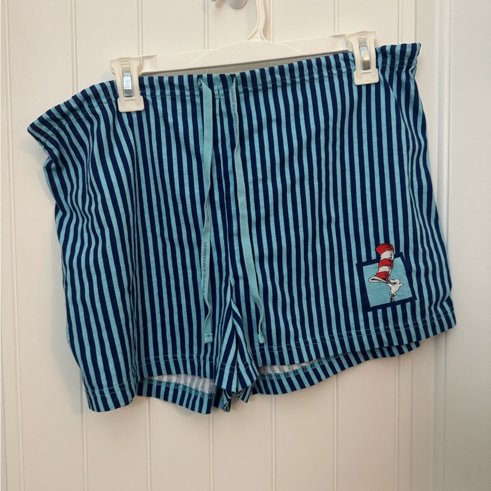 Universal Studios Shorts Womens Large Blue Striped Dr Seuss